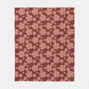Brown Muted Floral Abstract Pattern Fleece Blanket