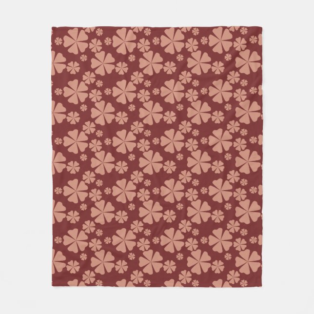 Brown Muted Floral Abstract Pattern Fleece Blanket (Front)