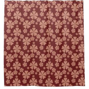 Brown Muted Floral Abstract Pattern Shower Curtain
