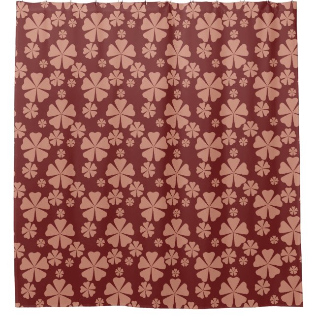 Brown Muted Floral Abstract Pattern Shower Curtain (Front)