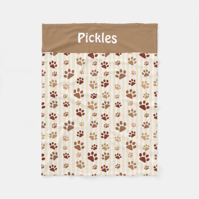 Brown n’ Tan Dog Paws Fleece Blanket (Front)