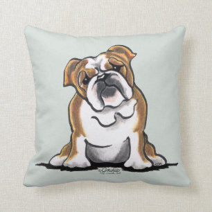 Brown n White English Bulldog Sit Pretty Cushion