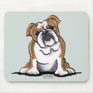 Brown n White English Bulldog Sit Pretty Mouse Mat