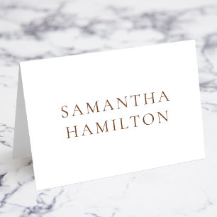 Brown Name Modern Minimalist CO Name Place Cards
