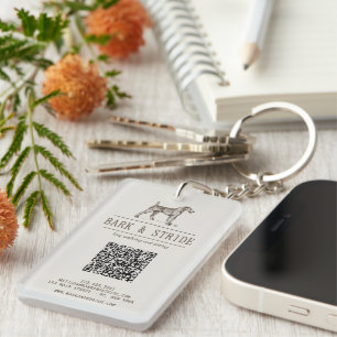 Brown Natural Dog Walking Business Branding QR Key Ring