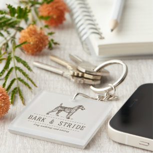 Brown Natural Dog Walking Business Branding QR Key Ring