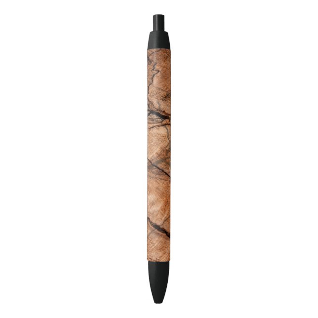Brown Natural Wood Black Ink Pen (Front Vertical)