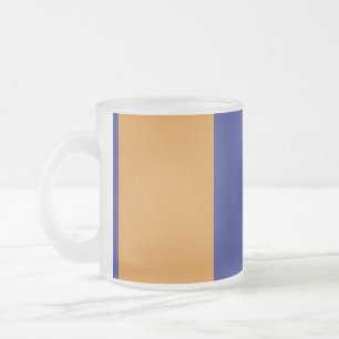 Brown, navy blue and white stripes frosted glass coffee mug
