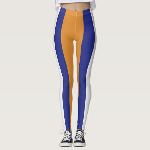 Brown, navy blue and white stripes leggings