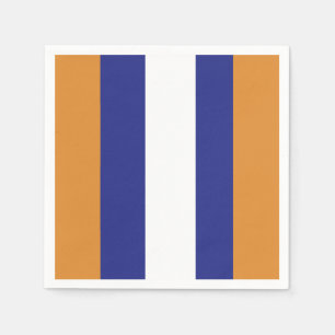 Brown, navy blue and white stripes napkin