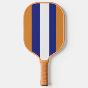 Brown, navy blue and white stripes pickleball paddle