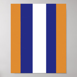 Brown, navy blue and white stripes poster