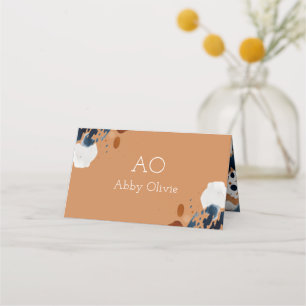 Brown navy blue watercolor loyalty card