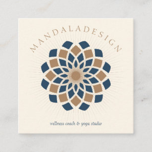 Brown Navy Mandala Square Business Card