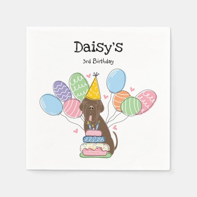 Brown Neapolitan Mastiff Dog Birthday Party Napkin (Front)