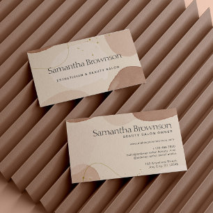 Brown Neutral Beige Blush Geometric Stone Business Card