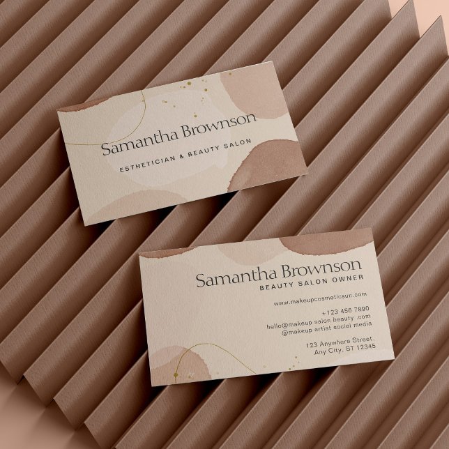 Brown Neutral Beige Blush Geometric Stone Business Card (Brown Neutral Beige Blush Geometric Stone Business Card)