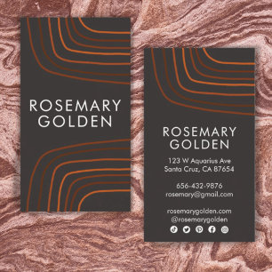 Brown Neutral Lines Minimalist Simple Retro Business Card