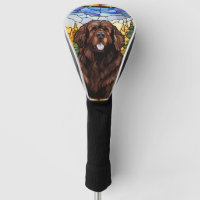 Brown Newfoundland Dog Glass Ornament