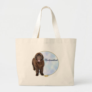 Brown Newfoundland Portrait Large Tote Bag