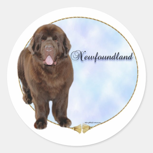 Brown Newfoundland Portrait Sticker (Front)