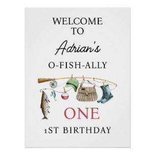 Brown O-Fish-Ally One 1st Birthday Welcome Sign