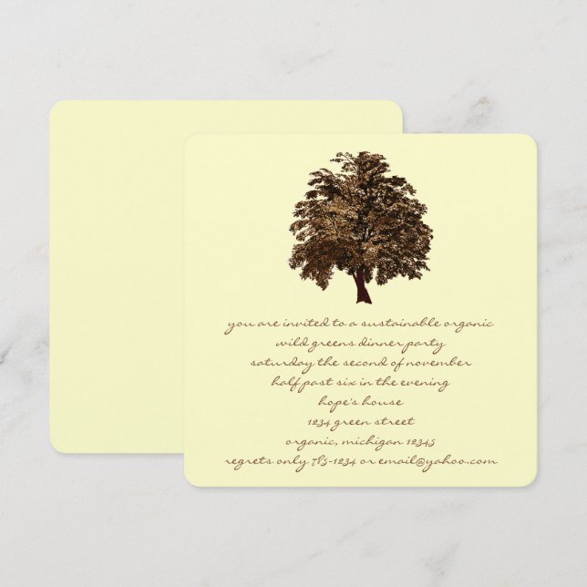 Brown Oak Dinner Invitations (Front/Back)