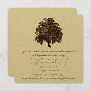 Brown Oak Dinner Invitations