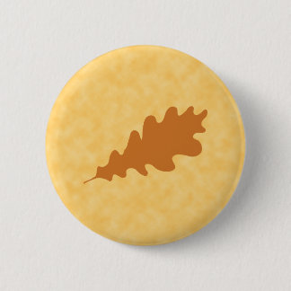 Brown Oak Leaf Design. 6 Cm Round Badge