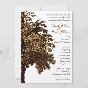 Brown Oak Tree Wedding Invitation