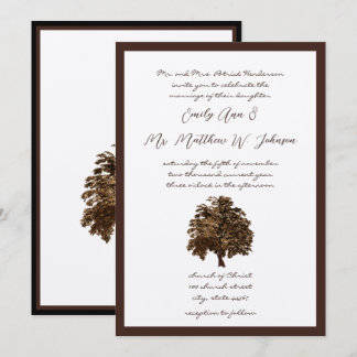 Brown Oak Tree Wedding Invitation