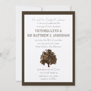 Brown Oak Tree Wedding Invitation