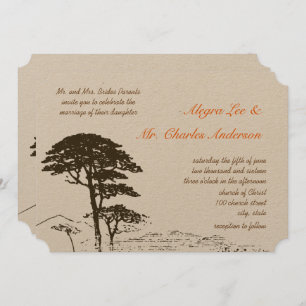 Brown Oak Tree Wedding Invitations