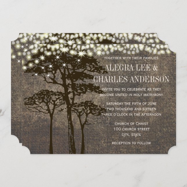 Brown Oak Tree Wedding Invitations (Front/Back)