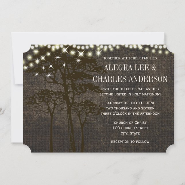 Brown Oak Tree Wedding Invitations (Front)