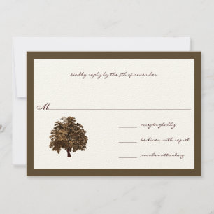 Brown Oak Tree  Wedding RSVP Invitation