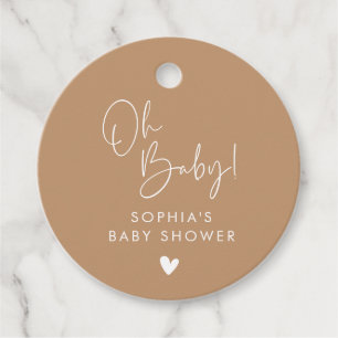 Brown Oh Baby Modern Boho Baby Shower Favour Tags