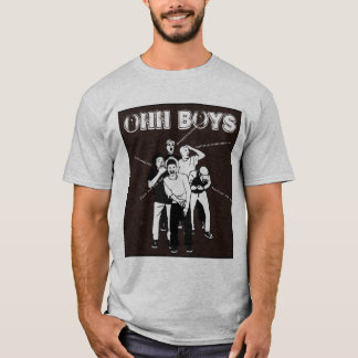 brown OHH BOYS in black and white T-Shirt