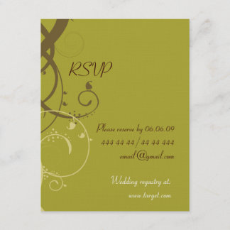 BROWN/OLIVE RSVP FOR WEDDING Invitation