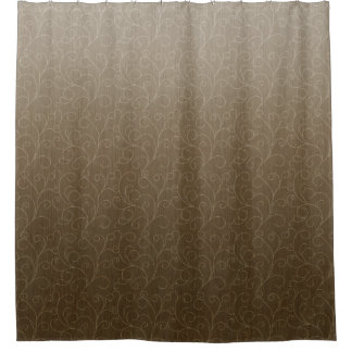 Brown Ombre Distressed Curly Scrolls Shower Curtain