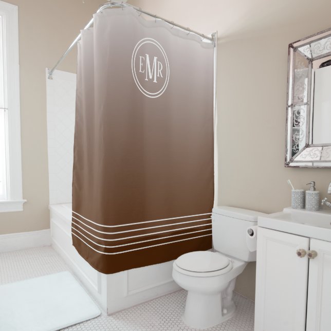 Brown Ombre Monogrammed Shower Curtain (In Situ)