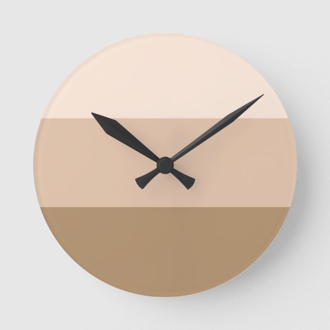 Brown Ombre Striped Round Clock (Front)