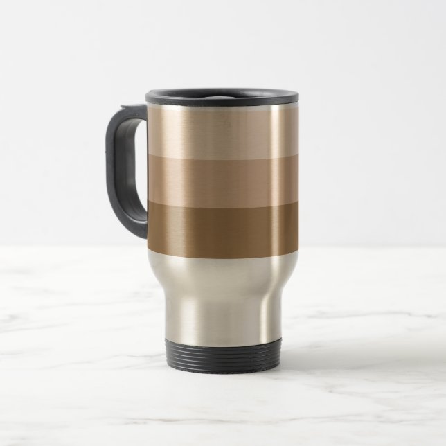 Brown Ombre Striped Travel Mug (Front Left)