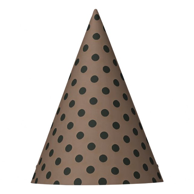 Brown on Black Polka Party Hat (Front)