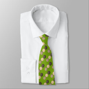 Brown on Green, Fun Modern Polka Dot Pattern Tie