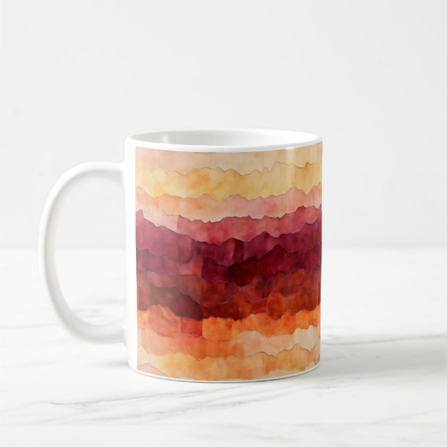 Brown Orange Abstract Pattern Coffee Mug (Left)