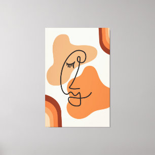 Brown, Orange and Red Bold Illustration Abstract  Canvas Print