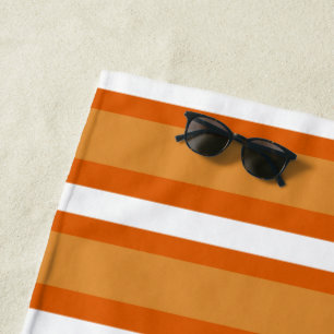 Brown, orange and white stripes beach towel
