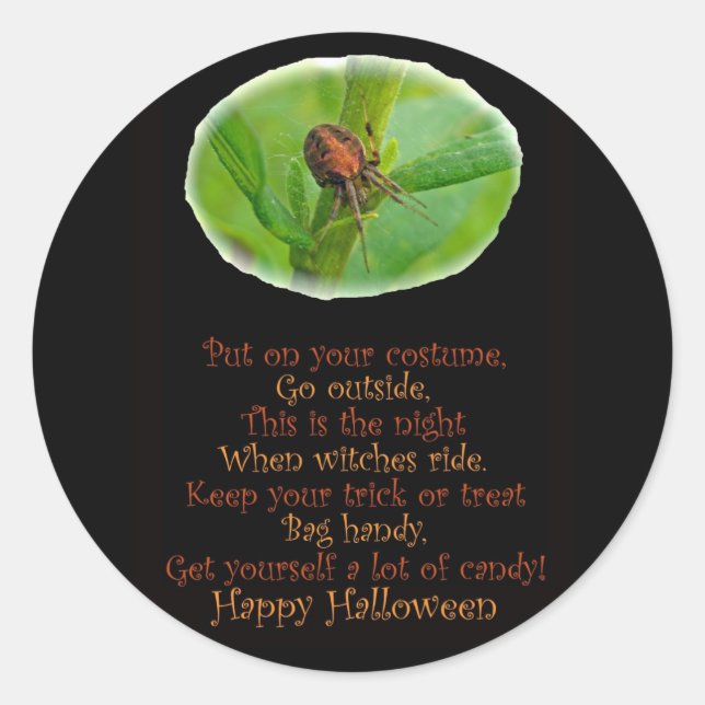 Brown Orange Araneus Halloween Sticker (Front)