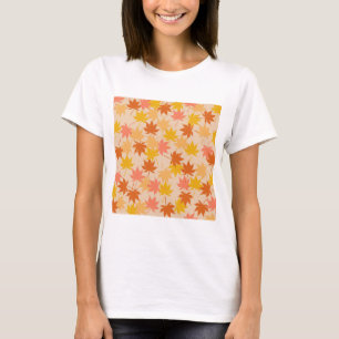 Brown Orange Autumn Floral Leaves Y2K Pattern T-Shirt